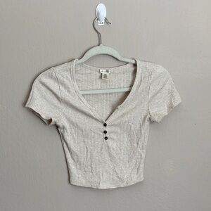 Bozzolo Light Beige V-Neck Crop Top size small